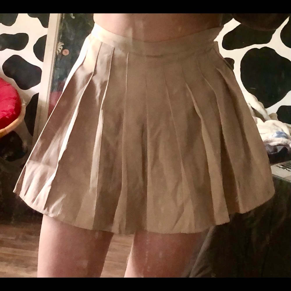 khaki skater skirt
